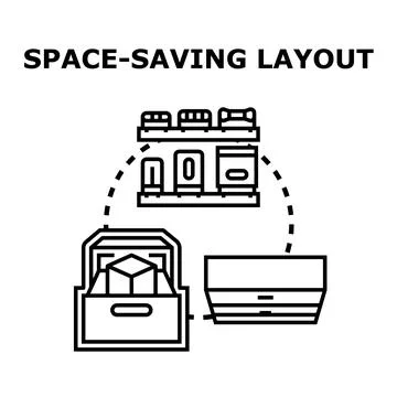 Space saving layout concept organizing storage solutions Stock Illustration