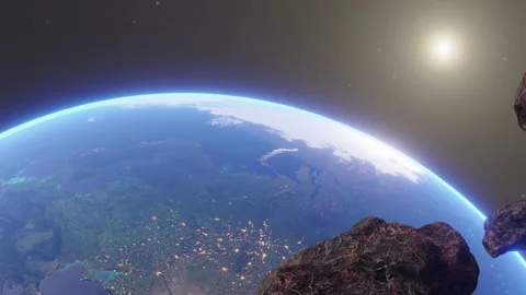Space Scence Earth Asteroids Vídeo Stock 259739866