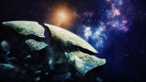 Space scene. Colorful nebula with destroyed planet. Elements furnished by NAS Stock Footage