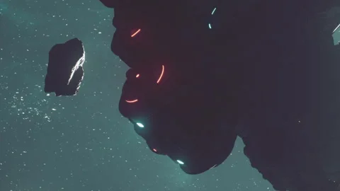 Space scene with a dark object and glowing lights in the background Stock Footage 344827926