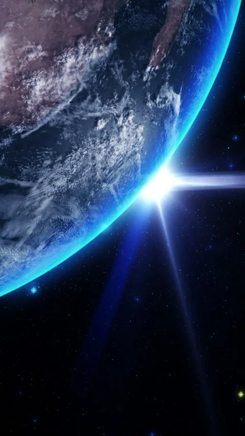 Space scene. The Earth rotates on its axis. Star light. Twinkling stars Stock Footage