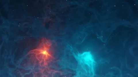 Space scene. Orbiting in clear neat blue nebula with stars. Elements furnishe Stock Footage 143720644