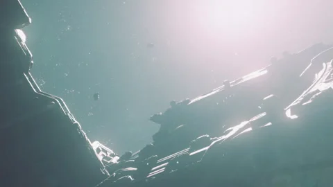 Space scene showing large structures and light from a star Stock Footage 344844729