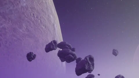 Space scene showing planets and asteroids with stars in the background Stock Footage 345063734