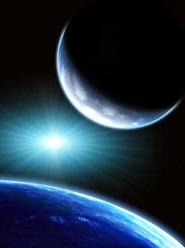Space scene with two planets Stock Illustration