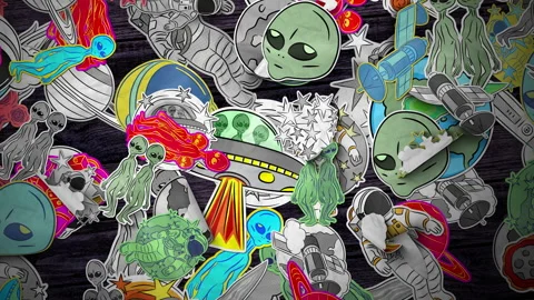 Space Sci Fi Stickers Background Stock Footage 294052999