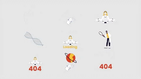 Space science and research loading error cartoon animation pack Stock Footage 347658924