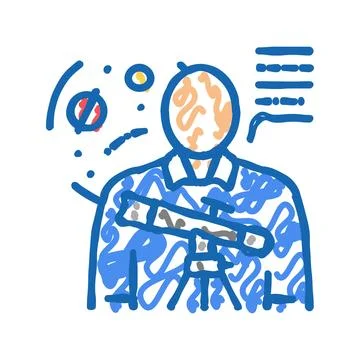 Space scientist worker icon doodle illustration Stock Illustration
