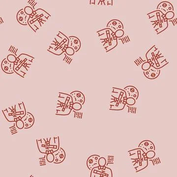 Space scientist worker line seamless pattern Illustrazione stock