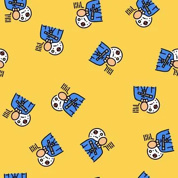 Space scientist worker vector seamless pattern 스톡 일러스트