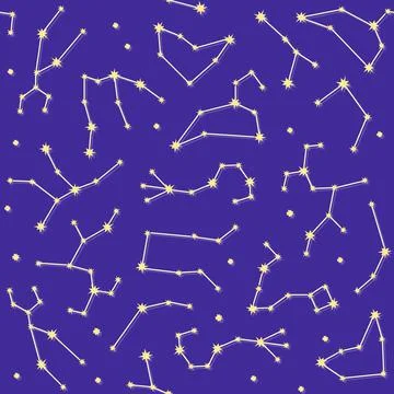 Space seamless pattern with astrology zodiac constellation symbols イラスト素材