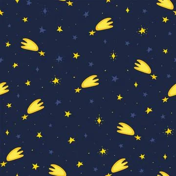 Space seamless pattern with falling stars. Galaxy background for kids Stock Illustration