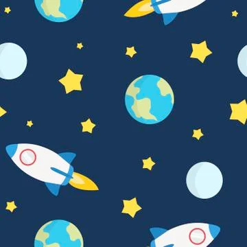 Space Seamless Pattern Illustrazione stock