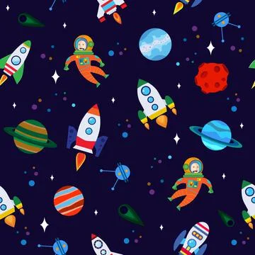 Space seamless pattern Stock Illustration