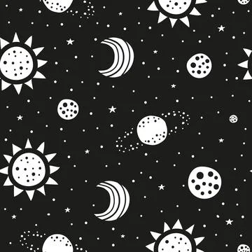 Space seamless pattern. Illustrazione stock