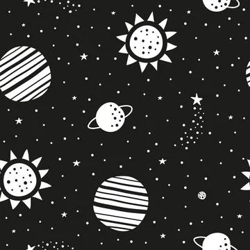Space seamless pattern. Illustrazione stock
