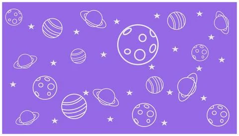 Space seamless pattern with planets, stars and comets on purple background Stock Illustration
