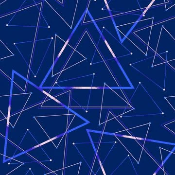 Space seamless patterns of triangles. Geometrical repeat background Stock Illustration