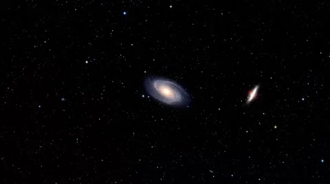 Space section panorama with two galaxies at exposure center Stock-Footage 47611666