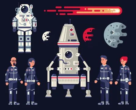 Space set in the flat style 스톡 일러스트