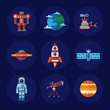 Space set of icons Stock Illustration