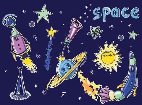 Space set Stock Illustration