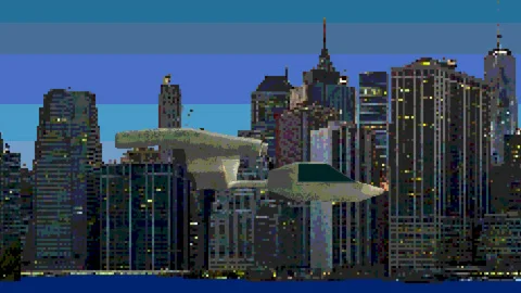 Space ship and city Stock Footage 180390719