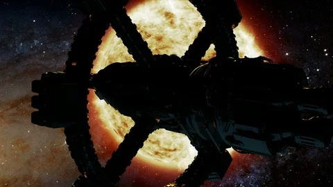 Space Ship and Sun Star. Elements of this image furnished by NASA Stock Footage