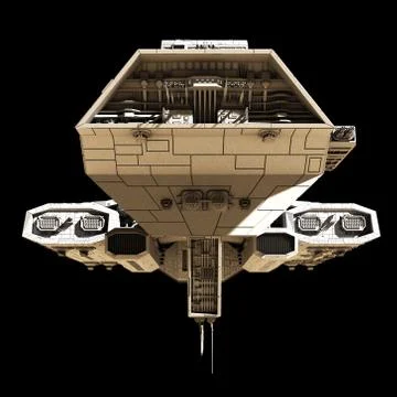 Space Ship on Black - front view Stock Illustration