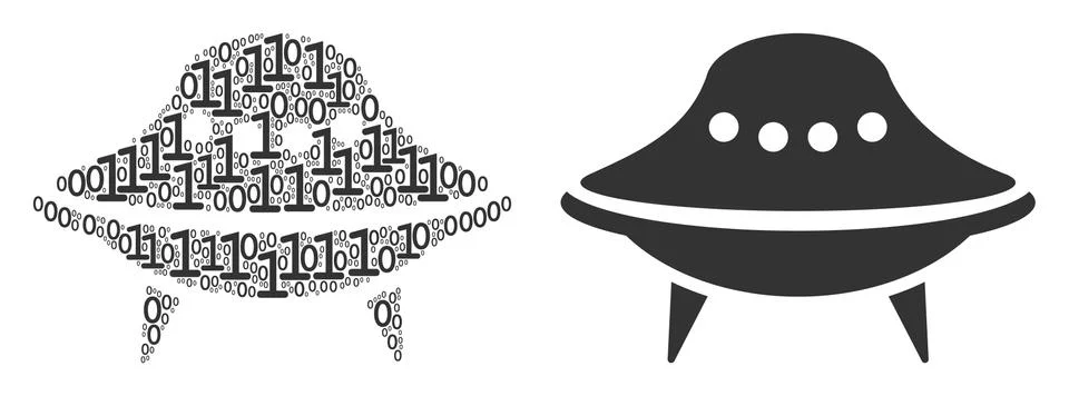 Space Ship Collage of Binary Digits 스톡 일러스트