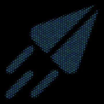 Space Ship Collage Icon of Halftone Circles Stock Illustration