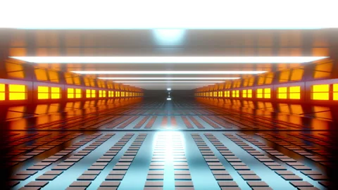 Space ship corridor interior animation Stock Footage 140751112