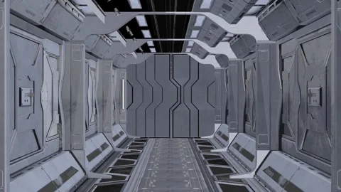 Space ship endless tunnel with 3D text. Stock Footage 270421374