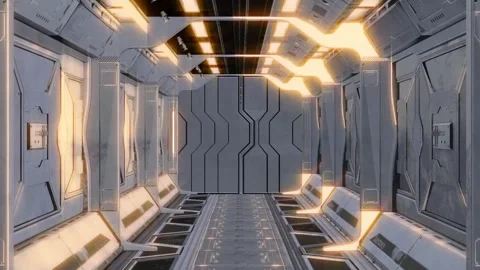 Space ship endless tunnel with 3D text. Stock Footage 270421540