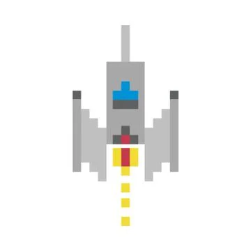 Space ship flying 8 bits pixelated icon Illustrazione stock