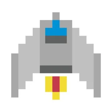 Space ship flying 8 bits pixelated icon Illustrazione stock