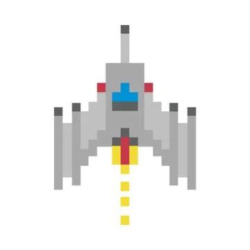 Space ship flying 8 bits pixelated icon Illustrazione stock