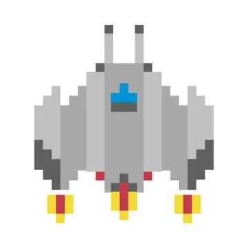 Space ship flying 8 bits pixelated icon Illustrazione stock