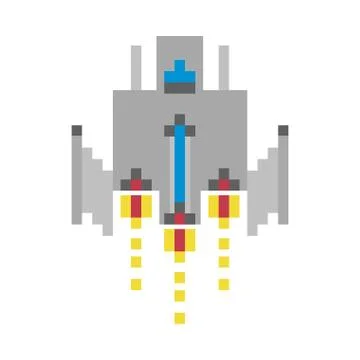 Space ship flying 8 bits pixelated icon Illustrazione stock
