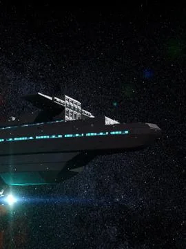 Space Ship in front of a Starfield Illustration