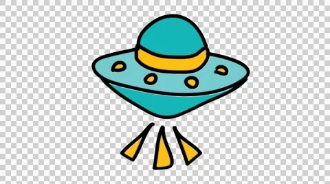 Space ship hand drawn color animation with transparent background Stock Footage 44148747