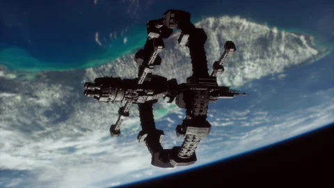 Space ship orbiting the earth Elements of this image furnished by NASA Stock Footage 202020951