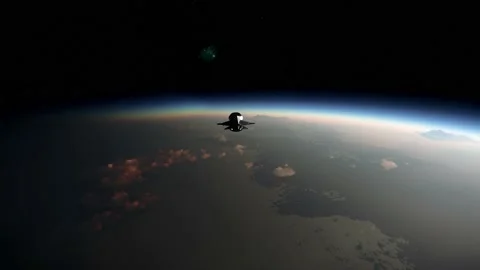 Space Ship Over Planet Video stock 232611552