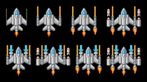 Space Ship Pixel Art Video Arcade Game Cartoon Illustrazione stock