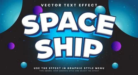 Space Ship Planet editable text effect Template Illustrazione stock