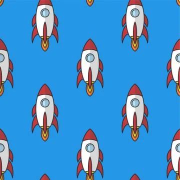 Space ship rocket shuttle cartoon vector art Stock Illustration