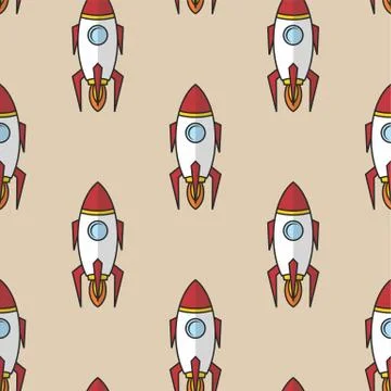 Space ship rocket shuttle cartoon vector art Stock Illustration