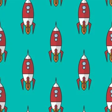 Space ship rocket shuttle cartoon vector art Stock Illustration