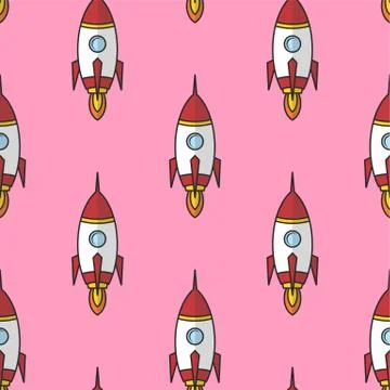 Space ship rocket shuttle cartoon vector art Stock Illustration