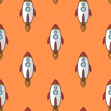 Space ship rocket shuttle cartoon vector art Stock Illustration